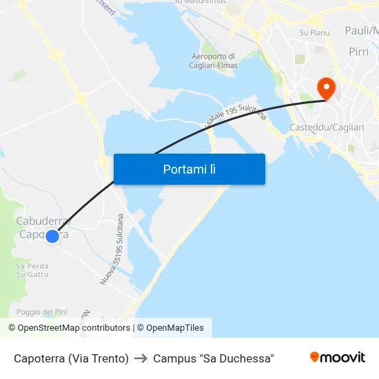 Capoterra (Via Trento) to Campus "Sa Duchessa" map