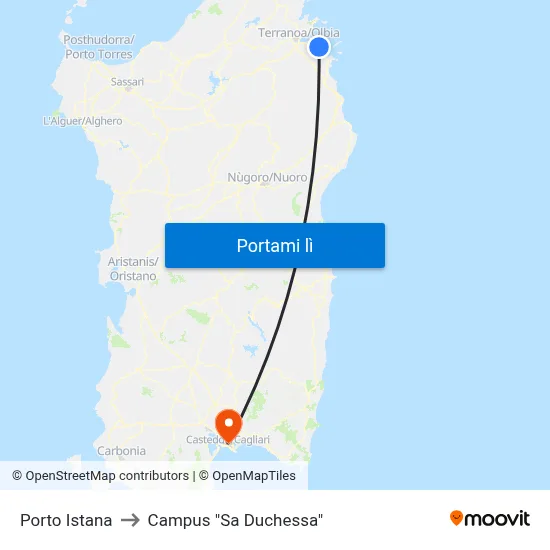 Porto Istana to Campus "Sa Duchessa" map