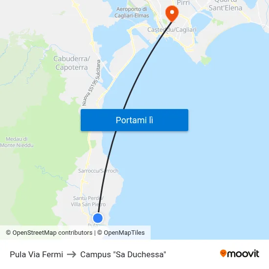 Pula Via Fermi to Campus "Sa Duchessa" map