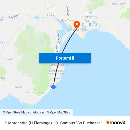 S.Margherita (H.Flamingo) to Campus "Sa Duchessa" map