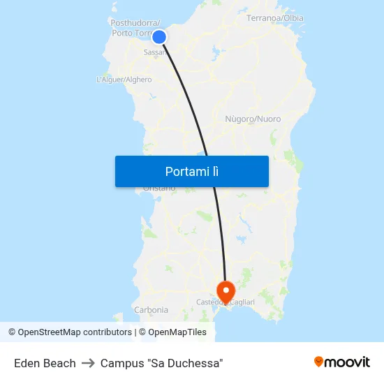 Eden Beach to Campus "Sa Duchessa" map