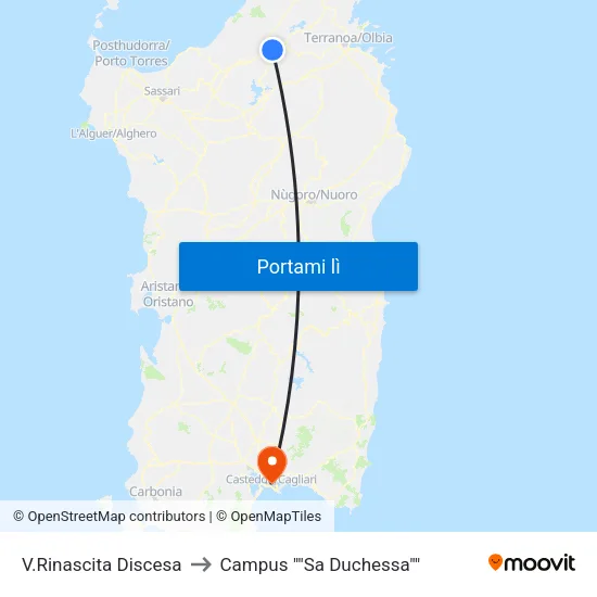 V.Rinascita Discesa to Campus "Sa Duchessa" map