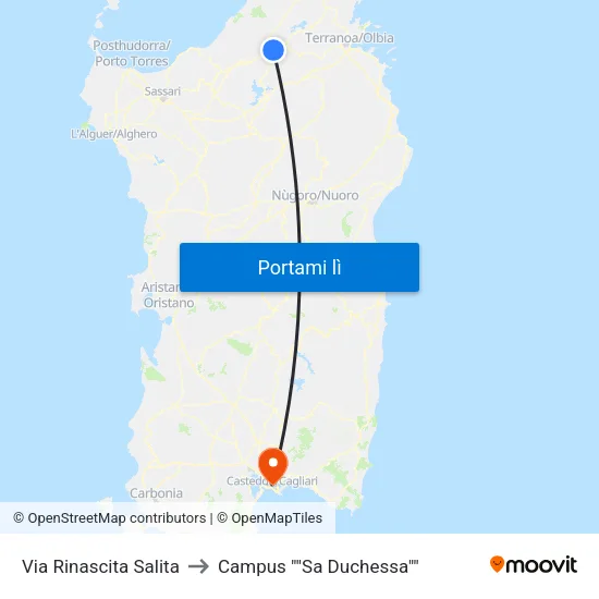 Via Rinascita Salita to Campus "Sa Duchessa" map