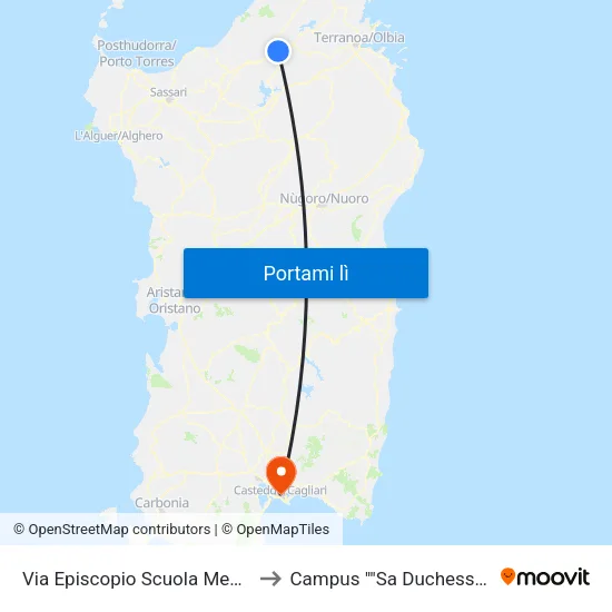 Via Episcopio Scuola Media to Campus "Sa Duchessa" map