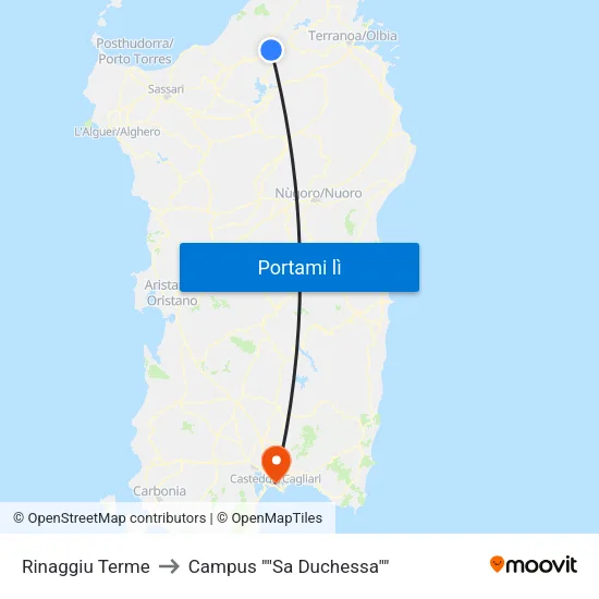 Rinaggiu Terme to Campus ""Sa Duchessa"" map