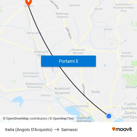Italia (Angolo D'Acquisto) to Samassi map