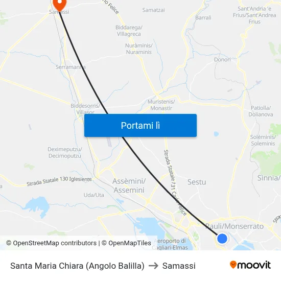 Santa Maria Chiara (Angolo Balilla) to Samassi map