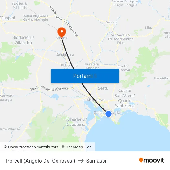 Porcell (Angolo Dei Genovesi) to Samassi map