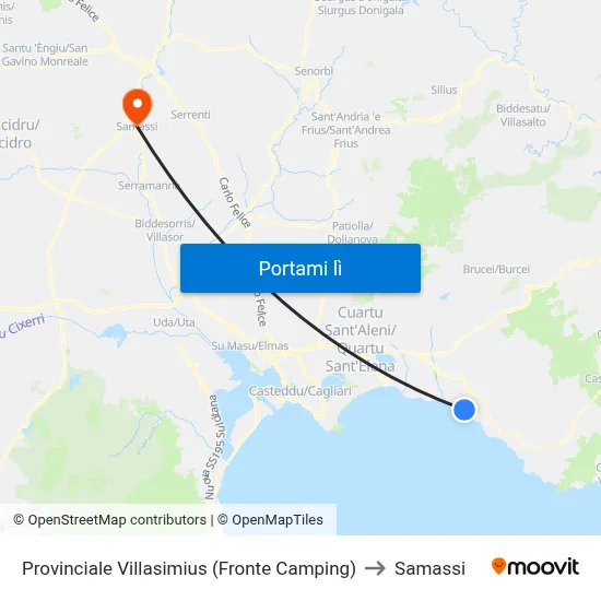 Provinciale Villasimius (Fronte Camping) to Samassi map