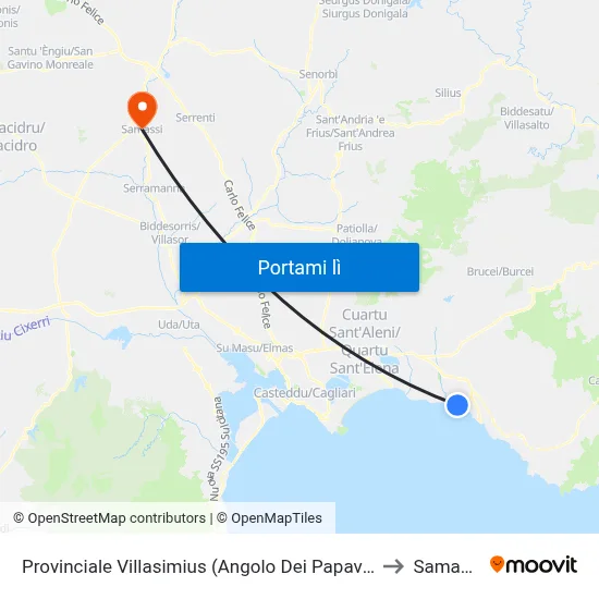 Provinciale Villasimius (Angolo Dei Papaveri) to Samassi map