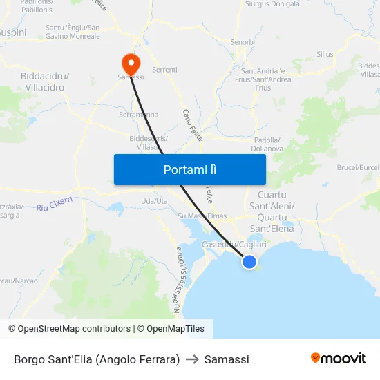 Borgo Sant'Elia (Angolo Ferrara) to Samassi map