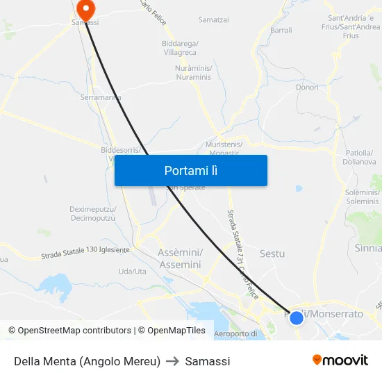 Della Menta (Angolo Mereu) to Samassi map