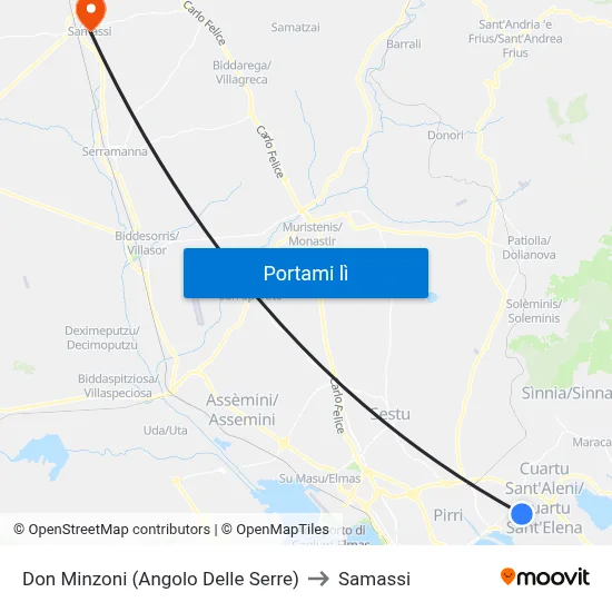 Don Minzoni (Angolo Delle Serre) to Samassi map