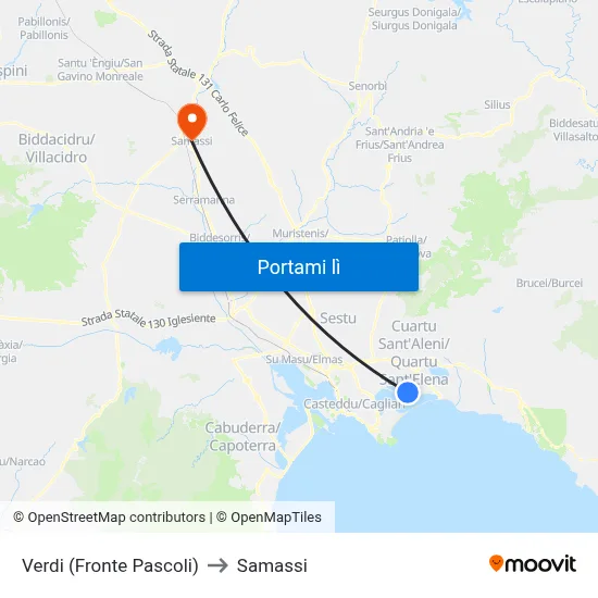 Verdi (Fronte Pascoli) to Samassi map