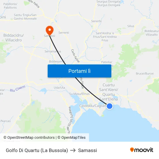 Golfo Di Quartu (La Bussola) to Samassi map