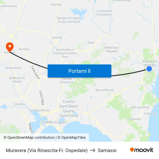 Muravera (Via Rinascita-Fr. Ospedale) to Samassi map