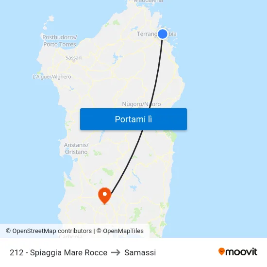 212 - Spiaggia Mare Rocce to Samassi map