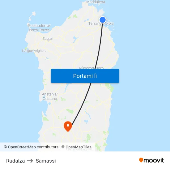 Rudalza to Samassi map