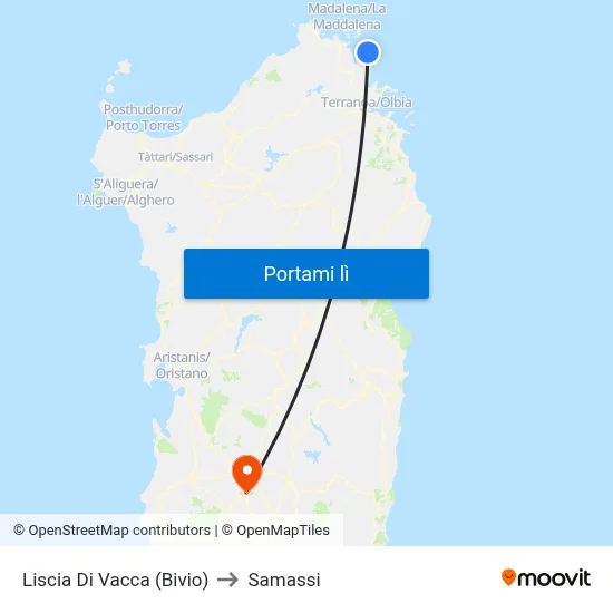 Liscia Di Vacca (Bivio) to Samassi map