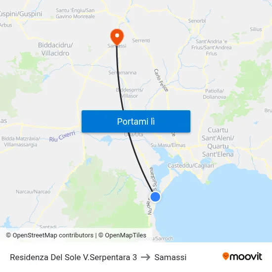 Residenza Del Sole V.Serpentara 3 to Samassi map