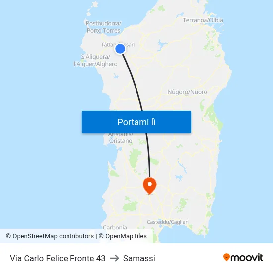 Via Carlo Felice Fronte 43 to Samassi map