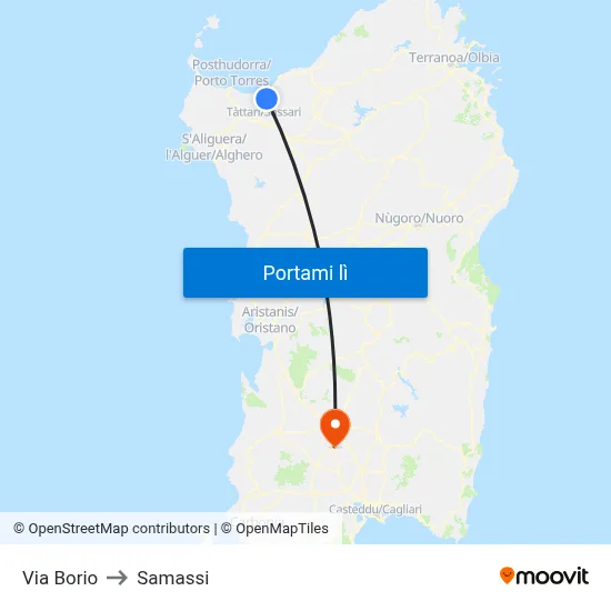 Via Borio to Samassi map