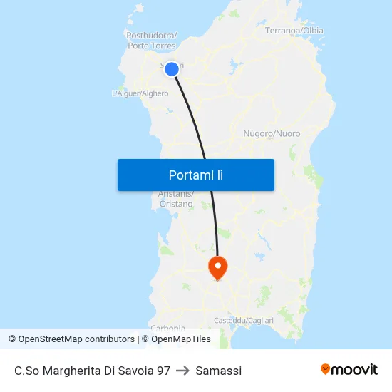 C.So Margherita Di Savoia 97 to Samassi map