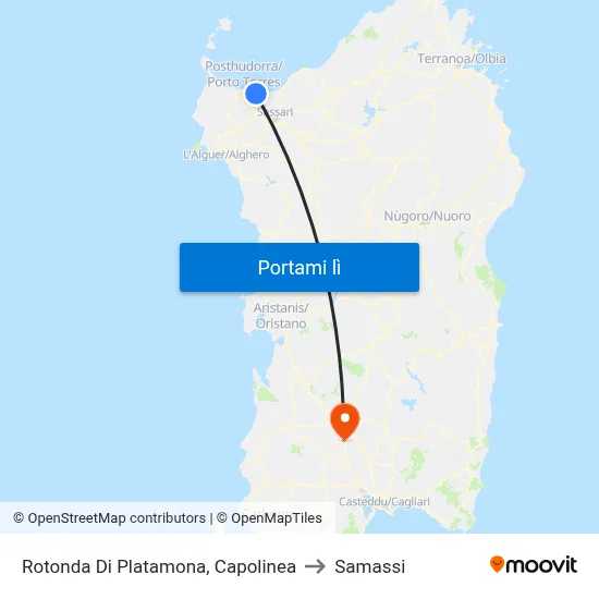 Rotonda Di Platamona, Capolinea to Samassi map