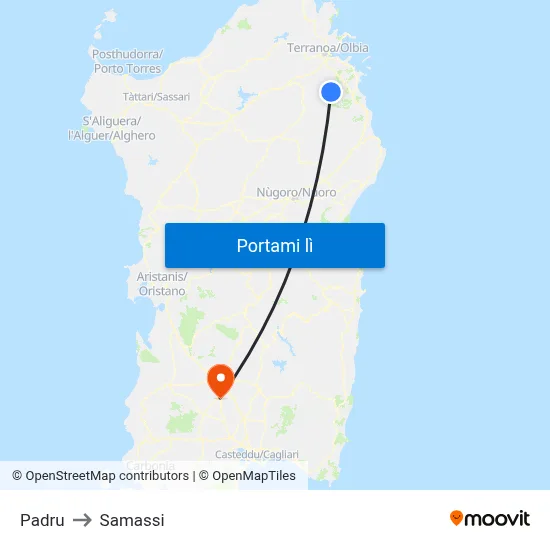 Padru to Samassi map