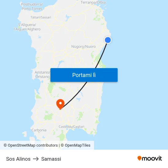 Sos Alinos to Samassi map