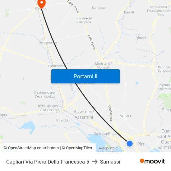 Cagliari Via Piero Della Francesca 5 to Samassi map