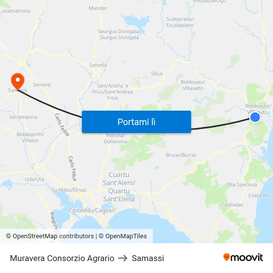 Muravera Consorzio Agrario to Samassi map