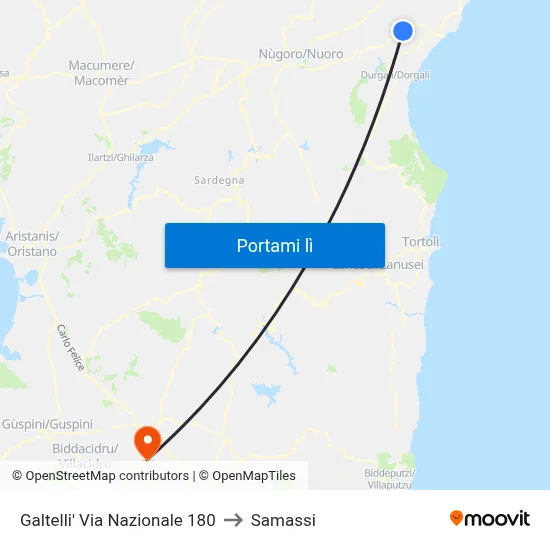 Galtelli' Via Nazionale 180 to Samassi map