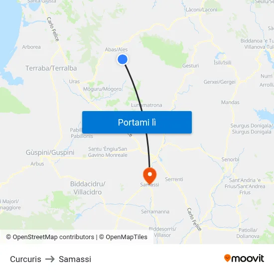 Curcuris to Samassi map