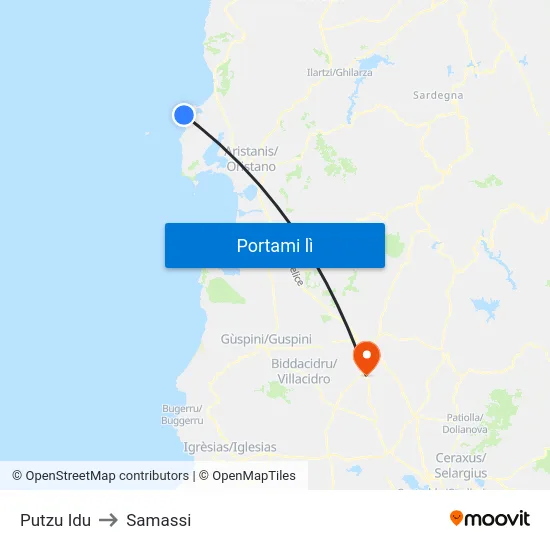 Putzu Idu to Samassi map