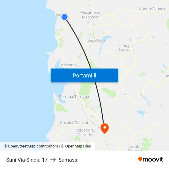 Suni Via Sindia 17 to Samassi map
