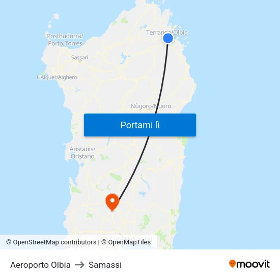 Aeroporto Olbia to Samassi map