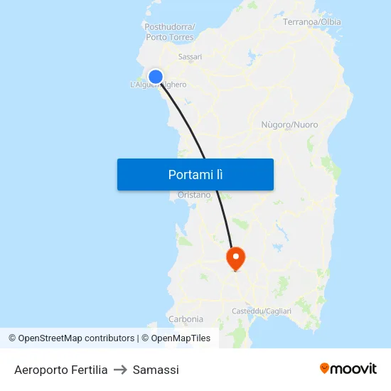 Aeroporto Fertilia to Samassi map