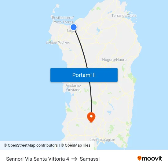 Sennori Via Santa Vittoria 4 to Samassi map