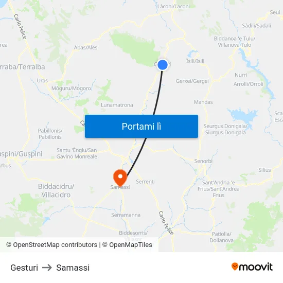 Gesturi to Samassi map