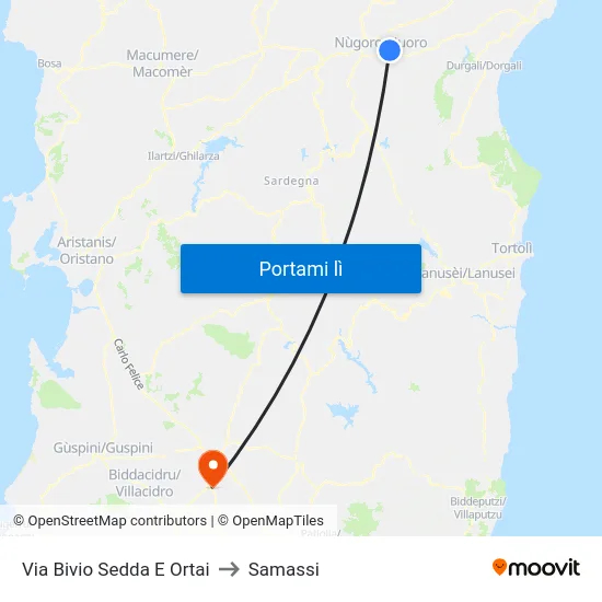 Via Bivio    Sedda E Ortai to Samassi map