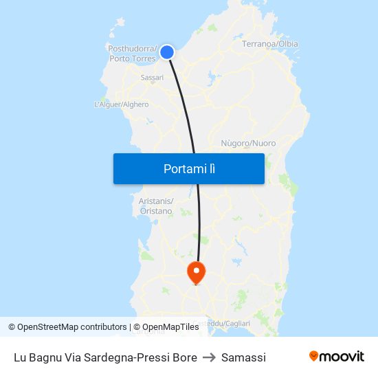 Lu Bagnu Via Sardegna-Pressi Bore to Samassi map