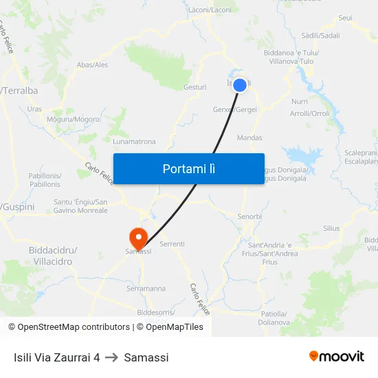 Isili Via Zaurrai 4 to Samassi map
