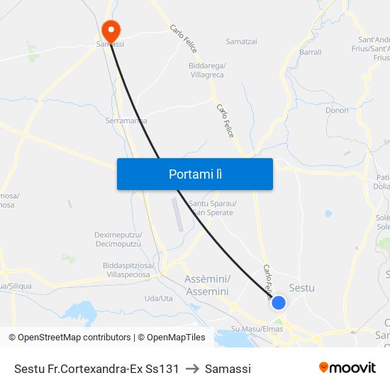 Sestu Fr.Cortexandra-Ex Ss131 to Samassi map