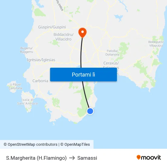 S.Margherita (H.Flamingo) to Samassi map