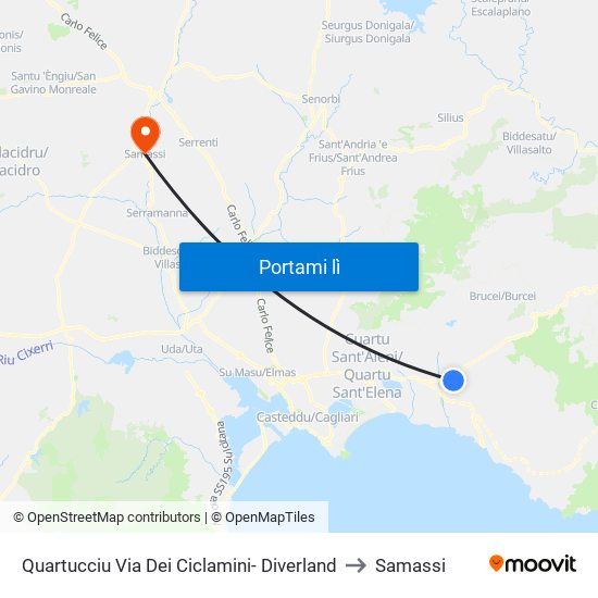 Quartucciu Via Dei Ciclamini- Diverland to Samassi map