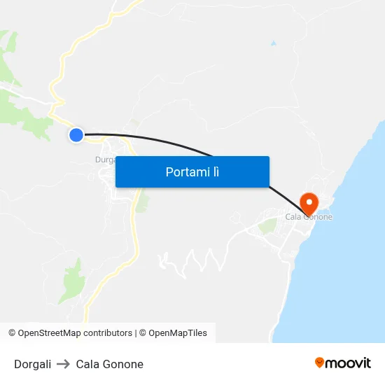 Dorgali to Cala Gonone map
