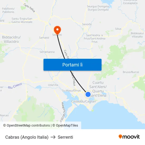 Cabras (Angolo Italia) to Serrenti map