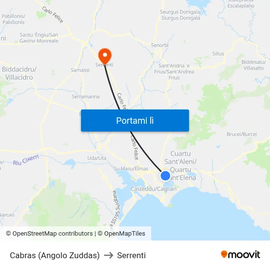 Cabras (Angolo Zuddas) to Serrenti map