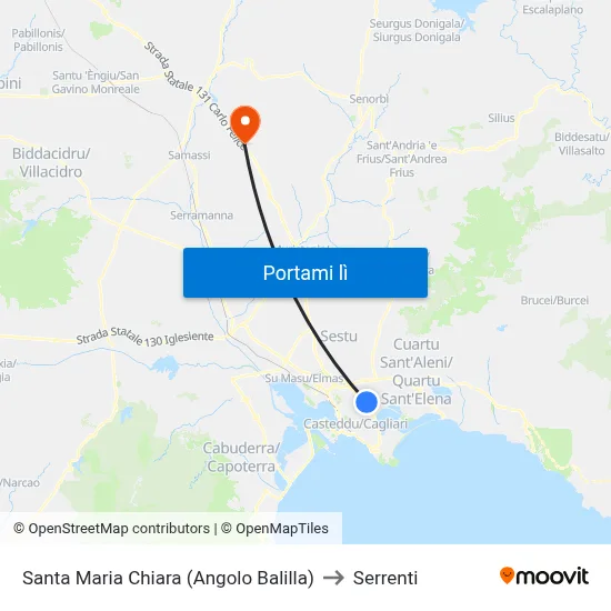 Santa Maria Chiara (Angolo Balilla) to Serrenti map